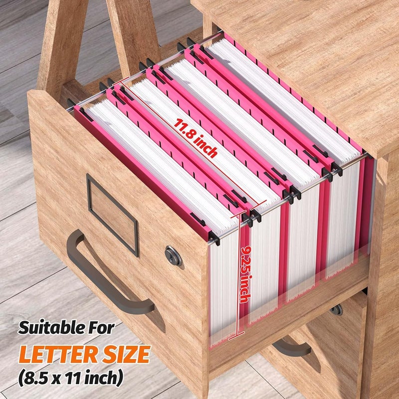 SHUTEX Extra Capacity Plastic Hanging File Folders,12 Pack Reinforced Hang Folders,Heavy Duty 2 Inch Expansion,Plastic Filing Cabinet Folders,Letter Size,Designed for Bulk Files, Medical Charts,Pink - Image 3